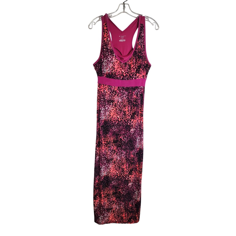 Tek Gear DryTek Womens Pink Abstract Animal Print Racerback Maxi Dress Large